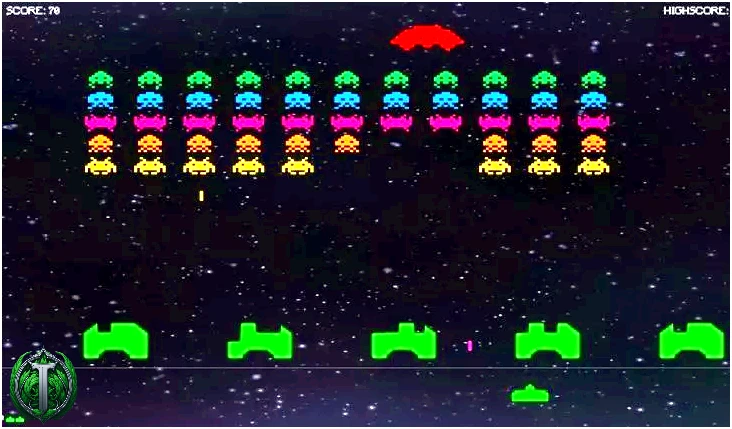Скріншот класичної гри Space Invaders.