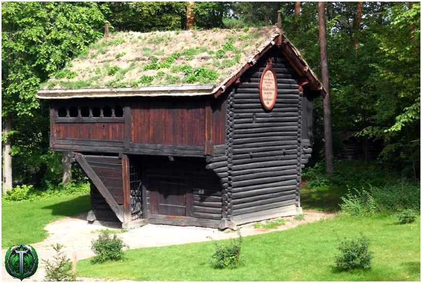 старий норвезький будинок із зеленим дахом