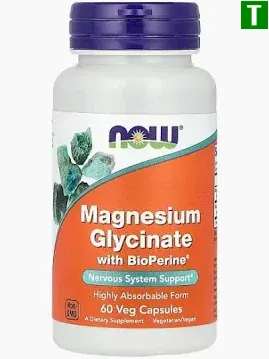 Now Foods Magnesium Glycinate 180 капсул — хелатная форма магния для поддержки сна и нервной системы